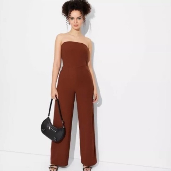 wild fable Pants - Wild Fable Strapless Brown Jumpsuit